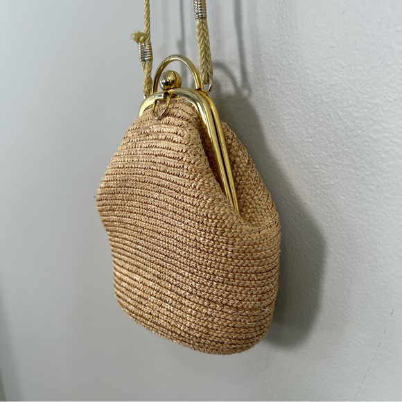 LA REGALE LTD Vintage Straw Framed Gold Clasp Bag - Picture 4 of 16